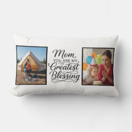 Mom Greatest Blessing 2 Photo Custom Black White Lendenkissen