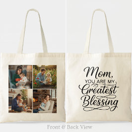 Mom Greatest Blessing 4 Photo Custom Grid Modern Tragetasche