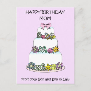 Mom Happy Birthday from Son and Son in Law Postkarte