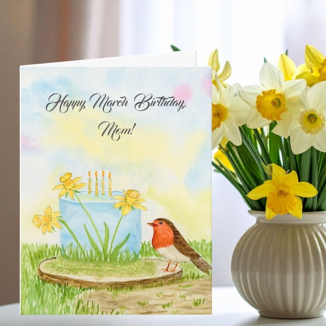Mom Happy March Birthday Daffodils Karte (Von Creator hochgeladen)