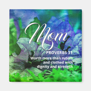 MOM Happy Mother's Day PROVERBS 31 Blue Green Magnet