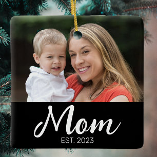 Mom hat ein Schwarz-Weiß-Drehbuch-Foto erstellt Keramikornament