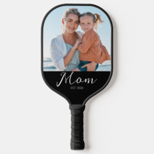 Mom hat es geschafft Schrift Schwarz Foto Pickleball Schläger