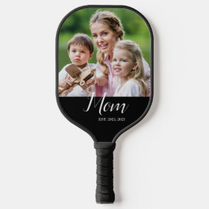 Mom hat es geschafft Schrift Schwarz Foto Pickleball Schläger