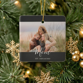 Mom hat es geschafft Weiße elegante Schrift Foto  Keramikornament