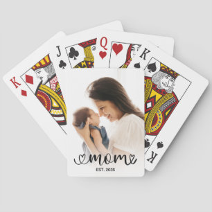 Mom hat modernes Foto Schwarz Schrift Spielkarten