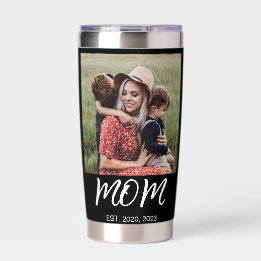 Mom hat Skript Schwarz 2 Foto erstellt Thermobecher