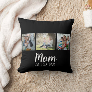 Mom hat Skript Schwarz 3 Foto erstellt Kissen