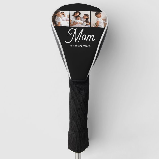 Mom hat Skript Schwarz 3 Foto Golf Headcover (Vorderseite)