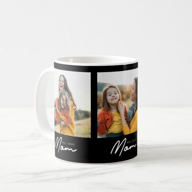 Mom hat Skript Schwarz 3 Foto Kaffeetasse (Vorderseite Links)