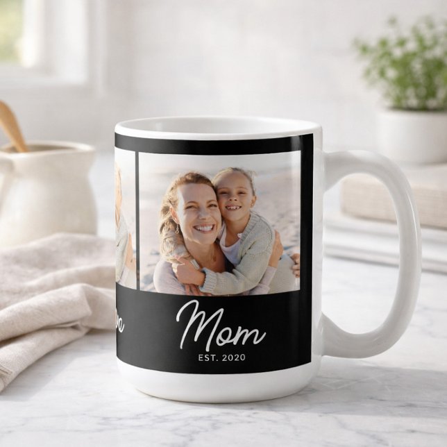 Mom hat Skript Schwarz 3 Foto Kaffeetasse (Von Creator hochgeladen)