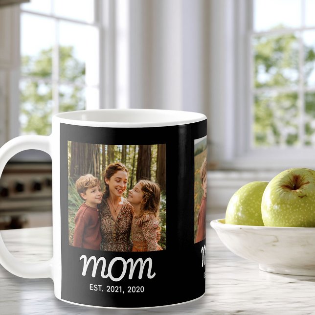 Mom hat Skript Schwarz 3 Foto Kaffeetasse (Von Creator hochgeladen)