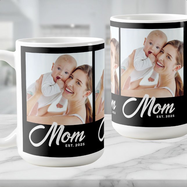 Mom hat Skript Schwarz 3 Foto Kaffeetasse (Von Creator hochgeladen)