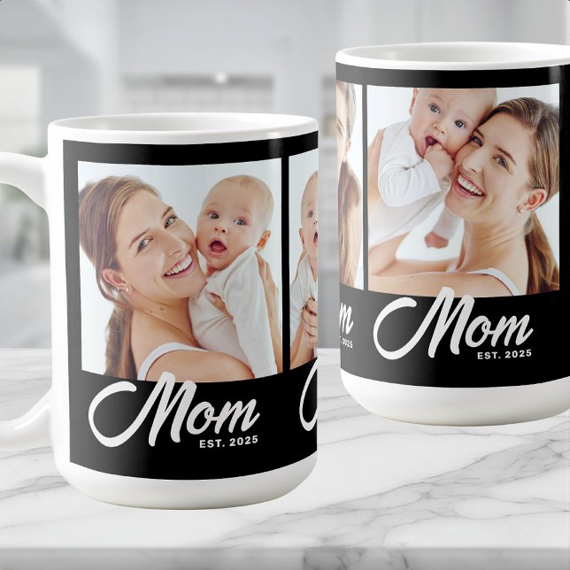 Mom hat Skript Schwarz 3 Foto Kaffeetasse (Von Creator hochgeladen)