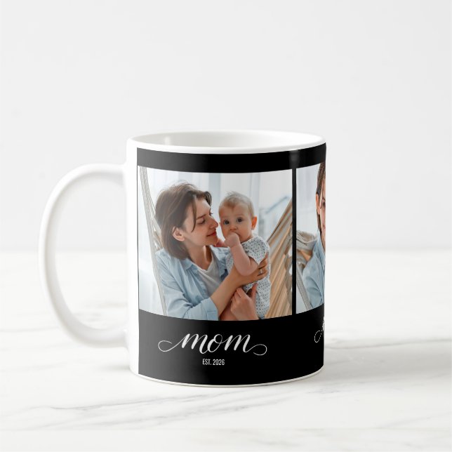 Mom hat Skript Schwarz 3 Foto Kaffeetasse (Links)