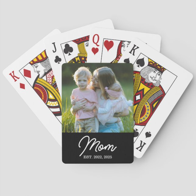 Mom hat Skript Schwarz Foto Spielkarten (Rückseite)