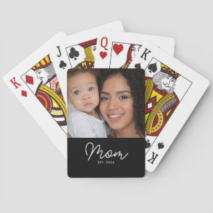 Mom hat Skript Schwarz Foto Spielkarten
