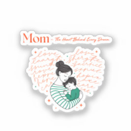 Mom Heart Love Typography Motherhood Art Aufkleber