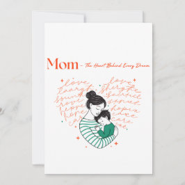 Mom Heart Love Typography Motherhood Art Feiertagskarte