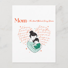 Mom Heart Love Typography Motherhood Art Feiertagspostkarte
