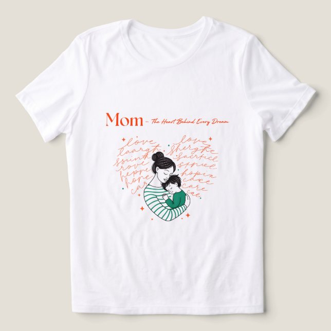 Mom Heart Love Typography Motherhood Art Tri-Blend Shirt (Design Vorderseite)
