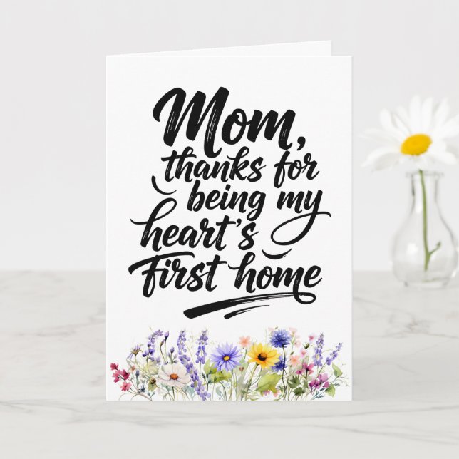 Mom Hearts First Home Watercolor Wildflower Karte (Kleine Pflanze)