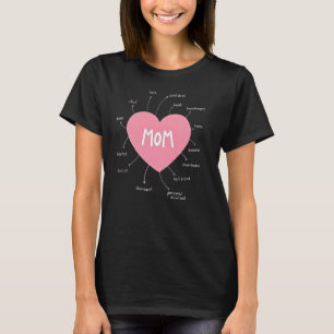 MOM Herz Viele Rollen Muttertag T-Shirt