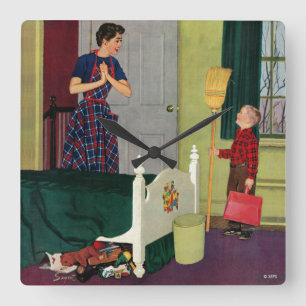 Mom, I Cleaned My Room! Quadratische Wanduhr