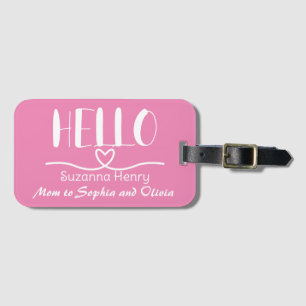 MOM ID Hallo Mädchen Mama Pink  Gepäckanhänger