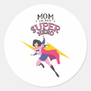 Mom is my superhero runder aufkleber