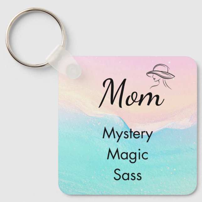 Mom is Mystery, Magic, Sass & Soul Keychain Pastel Schlüsselanhänger (Vorderseite)