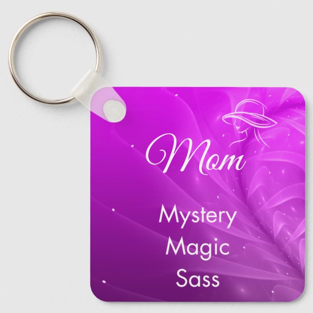 Mom is Mystery, Magic, Sass & Soul Keychain Purple Schlüsselanhänger (Vorderseite)