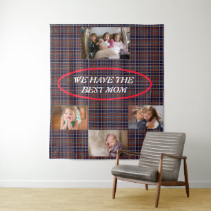 Mom ist das beste Tartan Karo Freestyle White-Schr Wandteppich