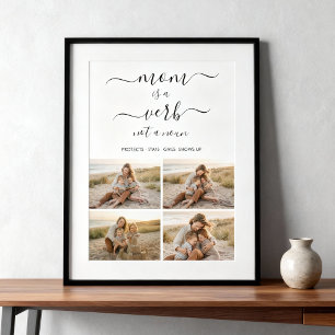 Mom ist ein Verb Familienfoto-Collage Mutter Anden Poster