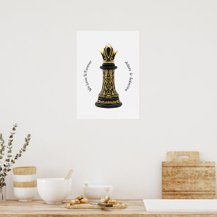 MOM Königin meines Lebens, Goldenes Skript Schwarz Poster