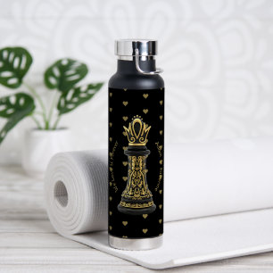 MOM Königin meines Lebens, Goldenes Skript schwarz Trinkflasche
