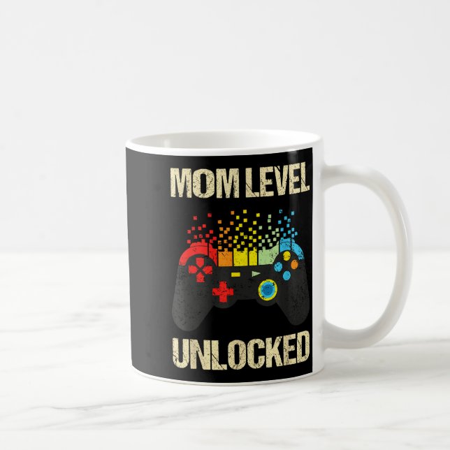 Mom Level Unlocked Funny New Mother Gamer Mothers  Kaffeetasse (Rechts)