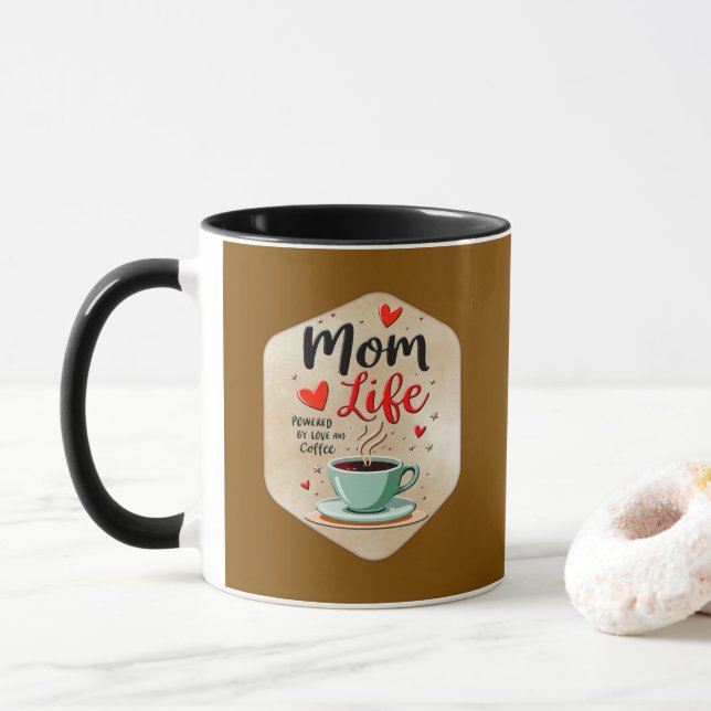 Mom Life Coffee Time – Minimal Design Tasse (Mit Donut)