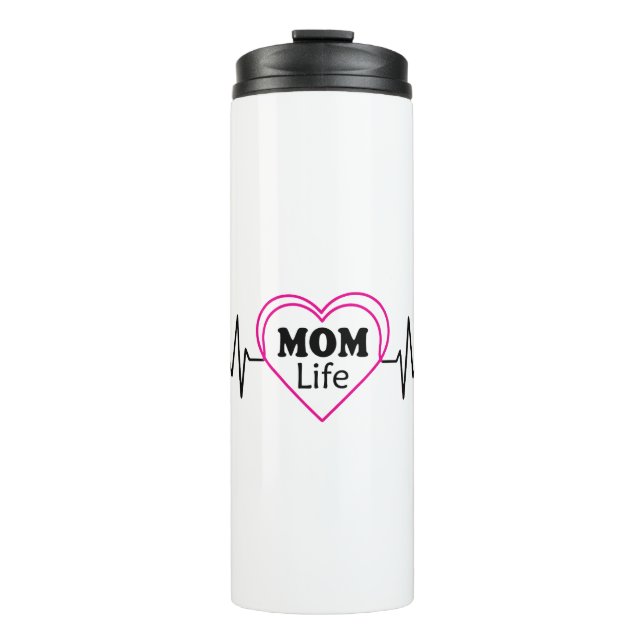 Mom Life Heartbeat Artwork Thermosbecher (Vorderseite)