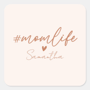 Mom Life - Rustikaler Charme Design Quadratischer Aufkleber