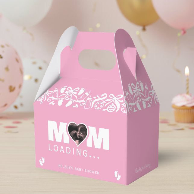 Mom Loading Photo Ultrasound Pink Baby Shower Geschenkschachtel (Von Creator hochgeladen)