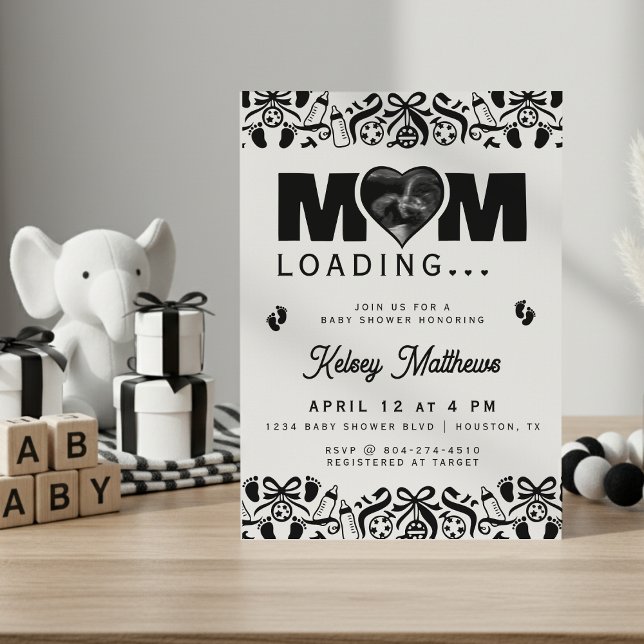 Mom Loading Ultrasound Photo Baby Shower Einladung (Mom Loading Ultrasound Photo Baby Shower Invitation
)