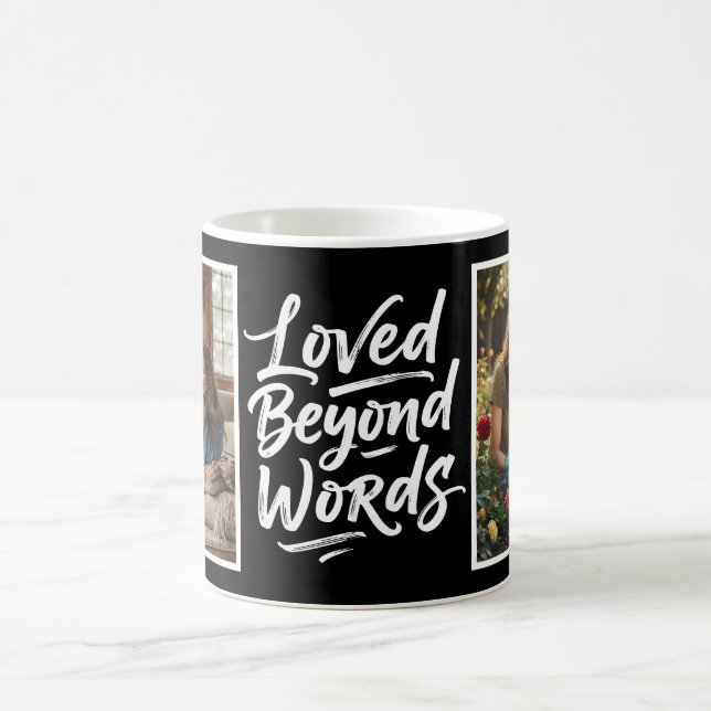 Mom Loved Beyond Words Custom 2 Photo Black Kaffeetasse (Mittel)