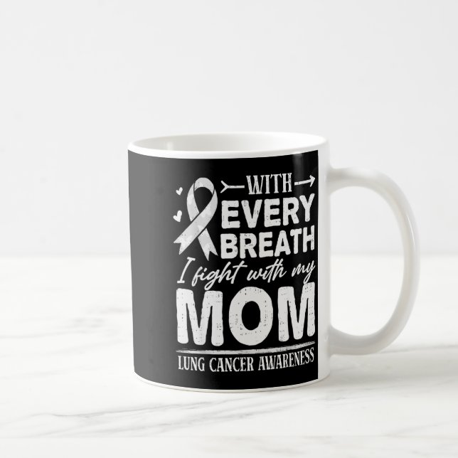 Mom Lung Cancer Awareness White Ribbon Family Supr Kaffeetasse (Rechts)
