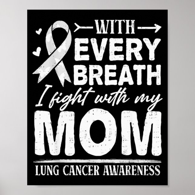 Mom Lung Cancer Awareness White Ribbon Family Supr Poster (Vorne)
