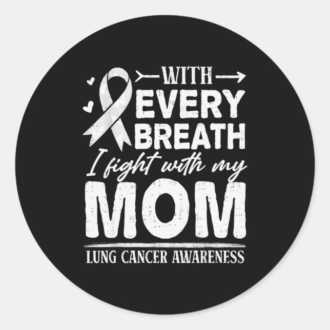 Mom Lung Cancer Awareness White Ribbon Family Supr Runder Aufkleber (Vorderseite)