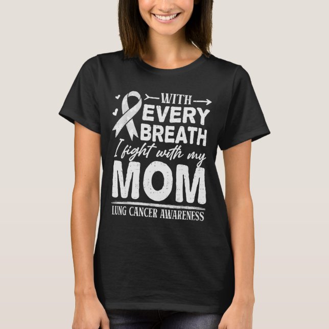 Mom Lung Cancer Awareness White Ribbon Family Supr T-Shirt (Vorderseite)