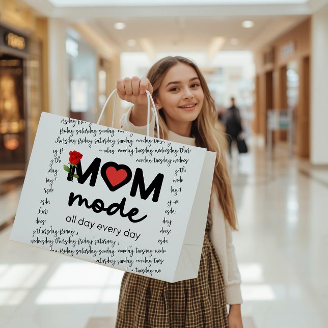 Mom Mode All Day Every Day Gift Bag Große Geschenktüte (Von Creator hochgeladen)