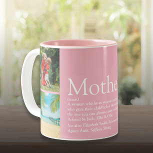 Mom Mother Definition 4 Photo Collage Pink Zweifarbige Tasse