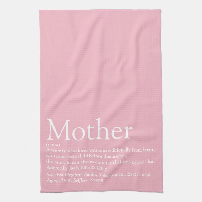 Mom Mother Definition Quote Pink Geschirrtuch (Vertikal)